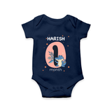 Commemorate your little one's 1st month with a customized romper - NAVY BLUE - 0 - 3 Months Old (Chest 16")