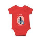 Commemorate This Special Moment With Our Bespoke Baby Romper, Perfect For 1-Month Celebration - RED - 0 - 3 Months Old (Chest 16")