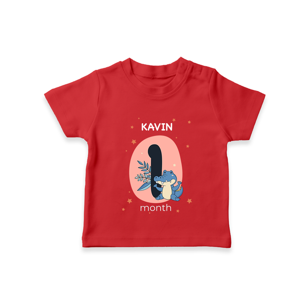 Baby T-Shirt Birthday Outfit - 1st Month | Personalized T-Shirt | Cozy Cotton Fabric - RED - 0-5 Months Old (Chest 17")