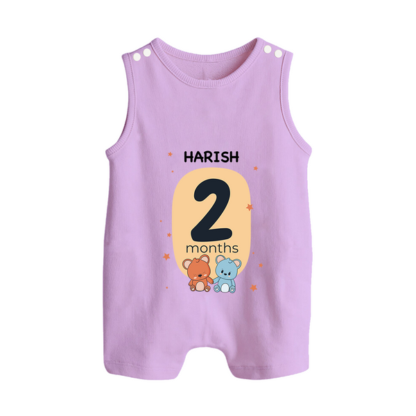 Baby Romper Suit/ Sleeveless Romper Birthday Outfit - 2nd Month | Personalized Romper Suit/ Sleeveless Romper | Cozy Cotton Fabric - LILAC - 0 - 5 Months Old (Chest 18")