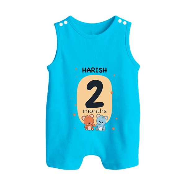 Baby Romper Suit/ Sleeveless Romper Birthday Outfit - 2nd Month | Personalized Romper Suit/ Sleeveless Romper | Cozy Cotton Fabric - SKY BLUE - 0 - 5 Months Old (Chest 18")