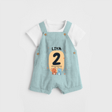 Commemorate your little one's 2nd month with a customized Dungaree Set - ARCTIC BLUE - 0 - 5 Months Old (Chest 17")