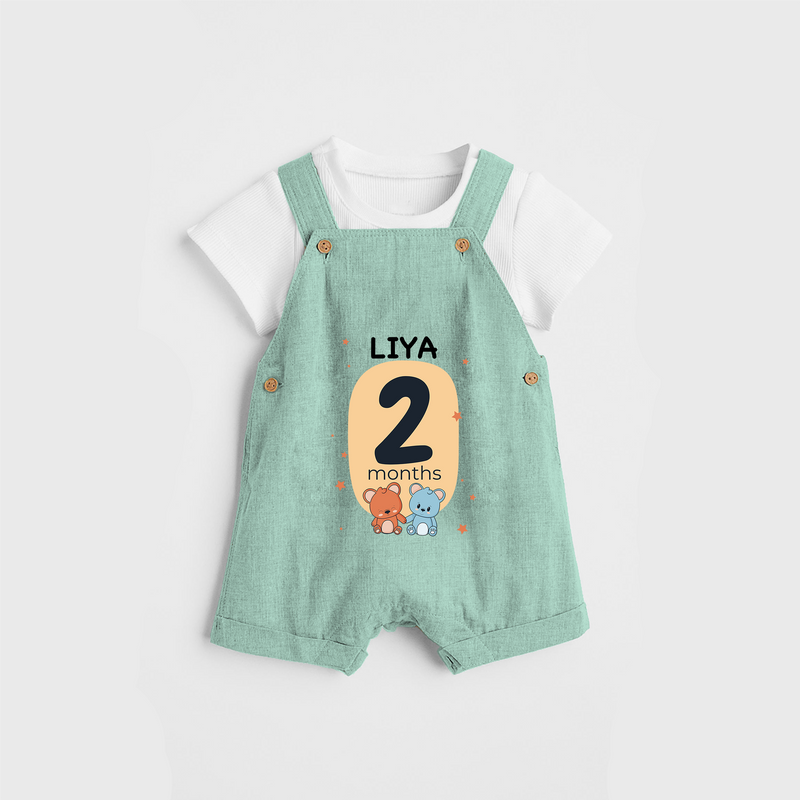 Commemorate your little one's 2nd month with a customized Dungaree Set - LIGHT GREEN - 0 - 5 Months Old (Chest 17")