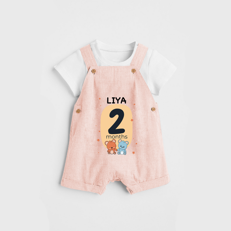 Commemorate your little one's 2nd month with a customized Dungaree Set - PEACH - 0 - 5 Months Old (Chest 17")