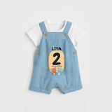 Commemorate your little one's 2nd month with a customized Dungaree Set - SKY BLUE - 0 - 5 Months Old (Chest 17")