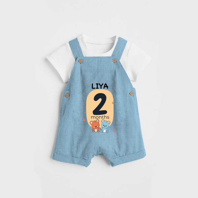 Commemorate your little one's 2nd month with a customized Dungaree Set - SKY BLUE - 0 - 5 Months Old (Chest 17")