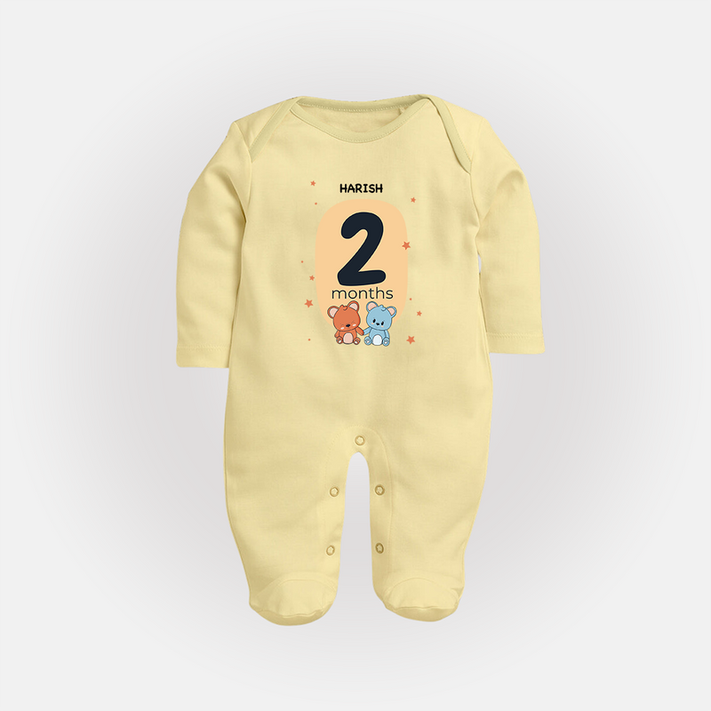 Commemorate This Special Moment With Our Bespoke Baby Sleep Suit, Perfect For 2-Month Celebration - PASTEL YELLOW - New Born (Chest 7.5")