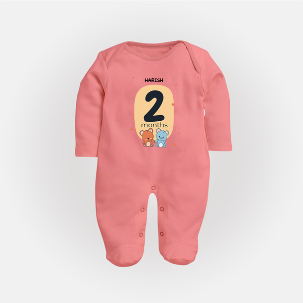 Commemorate This Special Moment With Our Bespoke Baby Sleep Suit, Perfect For 2-Month Celebration - PEACH - New Born (Chest 7.5")