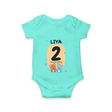 Commemorate your little one's 2nd month with a customized romper - ARCTIC BLUE - 0 - 3 Months Old (Chest 16")