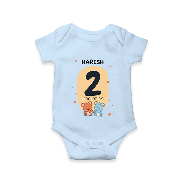 Baby Romper Birthday Outfit - 2nd Month | Personalized Bodysuit | Cozy Cotton Fabric - BABY BLUE - New Born (Chest 14")