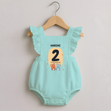 Baby Romper Frock Birthday Outfit - 2nd Month | Personalized Romper Frock | Cozy Cotton Fabric - MINT GREEN - 0 - 3 Months Old (Chest 19")