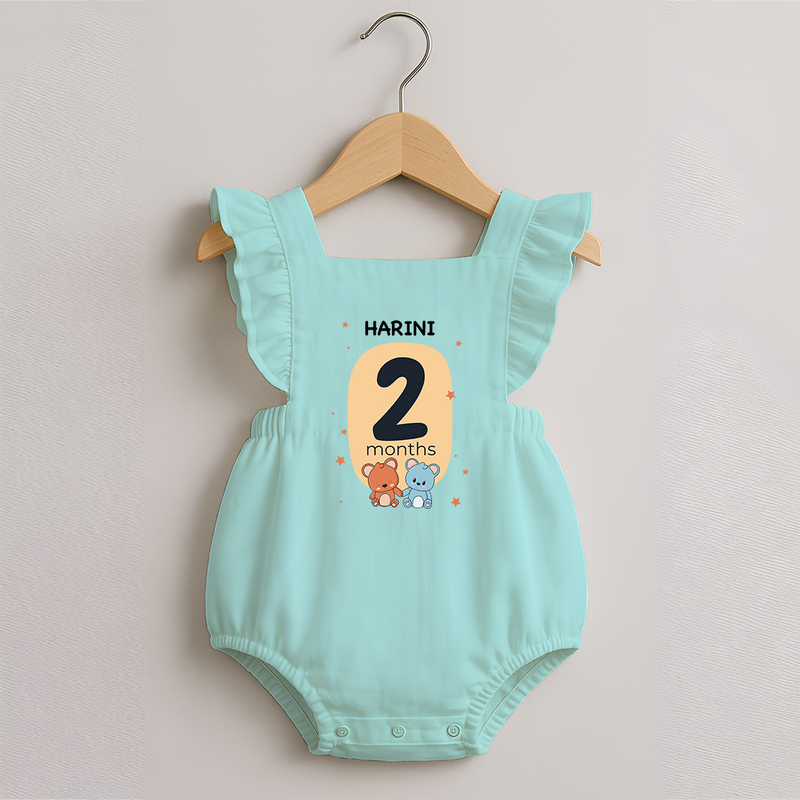 Baby Romper Frock Birthday Outfit - 2nd Month | Personalized Romper Frock | Cozy Cotton Fabric - MINT GREEN - 0 - 3 Months Old (Chest 19")