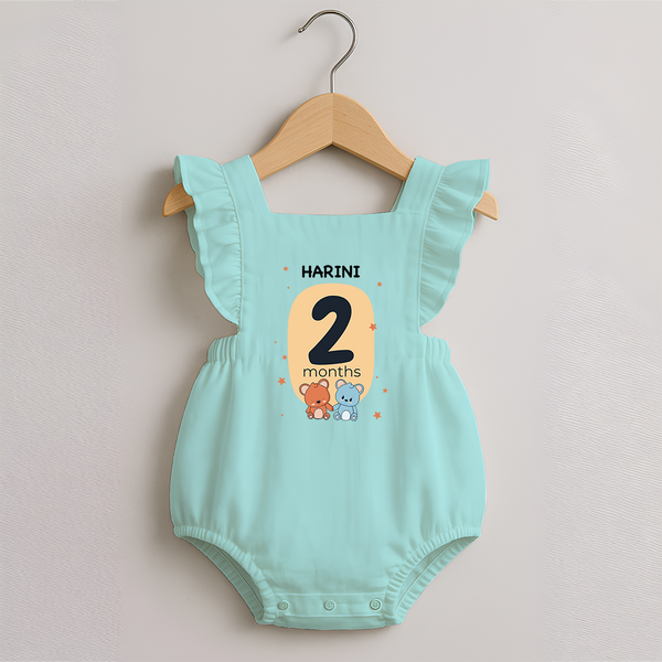 Baby Romper Frock Birthday Outfit - 2nd Month | Personalized Romper Frock | Cozy Cotton Fabric - MINT GREEN - 0 - 3 Months Old (Chest 19")
