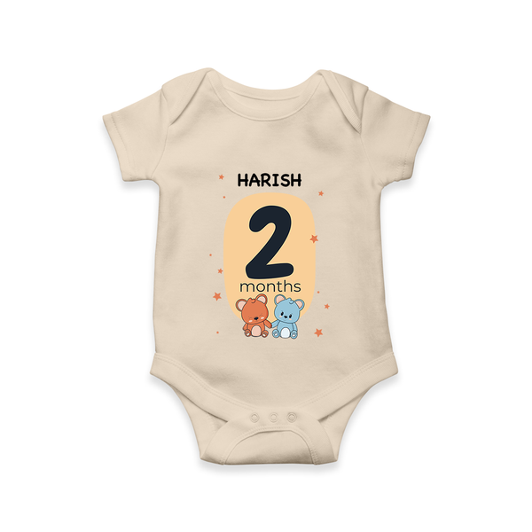 Baby Romper Birthday Outfit - 2nd Month | Personalized Bodysuit | Cozy Cotton Fabric - IVORY - New Born (Chest 14")
