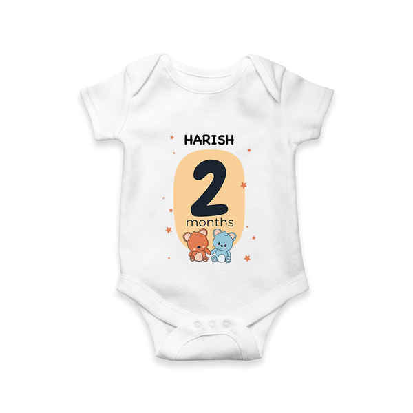Baby Romper Birthday Outfit - 2nd Month | Personalized Bodysuit | Cozy Cotton Fabric - WHITE - New Born (Chest 14")