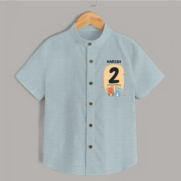 Baby Shirt Birthday Outfit - 2nd Month | Personalized Shirt | Cozy Cotton Fabric - ARCTIC BLUE - 0 - 6 Months Old (Chest 23")