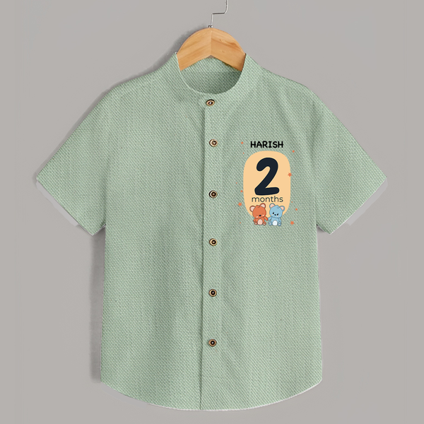 Baby Shirt Birthday Outfit - 2nd Month | Personalized Shirt | Cozy Cotton Fabric - MINT GREEN - 0 - 6 Months Old (Chest 23")