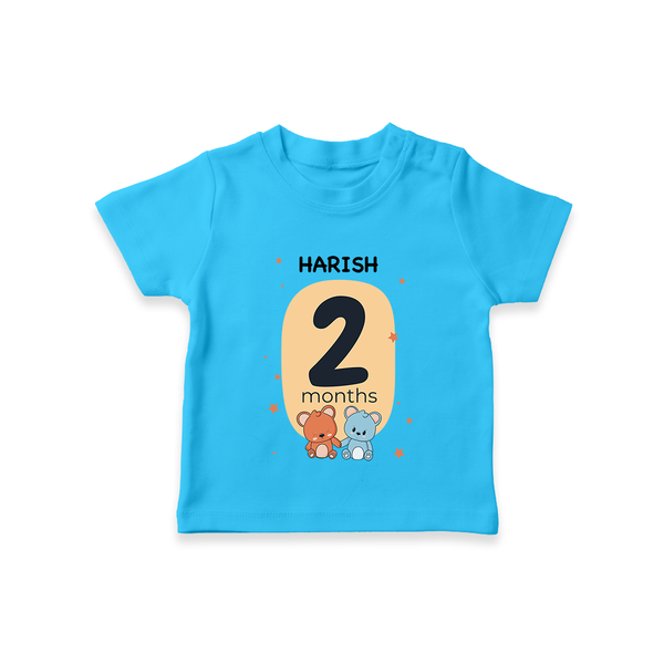 Baby T-Shirt Birthday Outfit - 2nd Month | Personalized T-Shirt | Cozy Cotton Fabric - SKY BLUE - 0-5 Months Old (Chest 17")