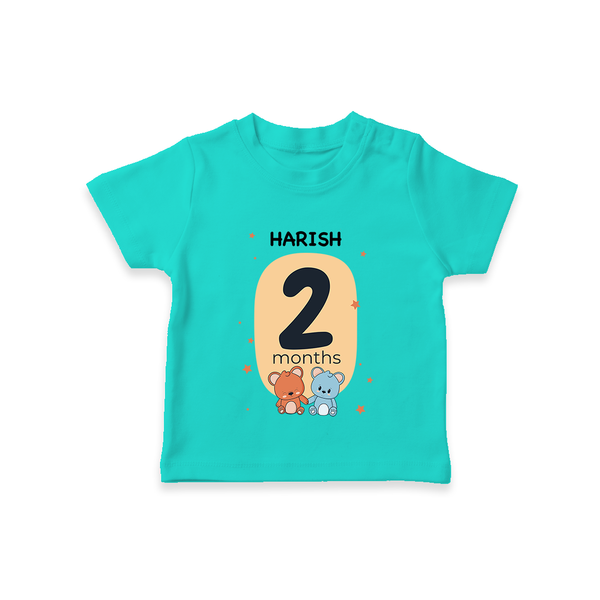 Baby T-Shirt Birthday Outfit - 2nd Month | Personalized T-Shirt | Cozy Cotton Fabric - TEAL - 0-5 Months Old (Chest 17")