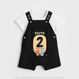 Baby Dungaree Set Birthday Outfit - 2nd Month | Personalized Dungaree Set | Cozy Cotton Fabric - BLACK - 0 - 5 Months Old (Chest 18")