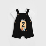 Commemorate your little one's 2nd month with a customized Dungaree Set - BLACK - 0 - 5 Months Old (Chest 17")