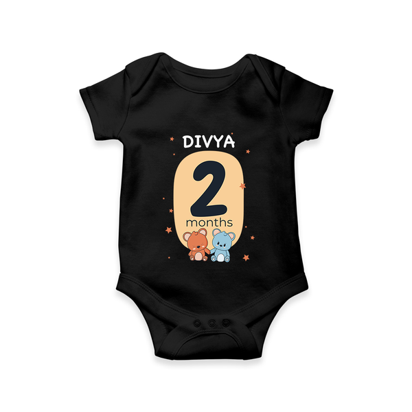 Baby Romper Birthday Outfit - 2nd Month | Personalized Bodysuit | Cozy Cotton Fabric - BLACK - New Born (Chest 14")