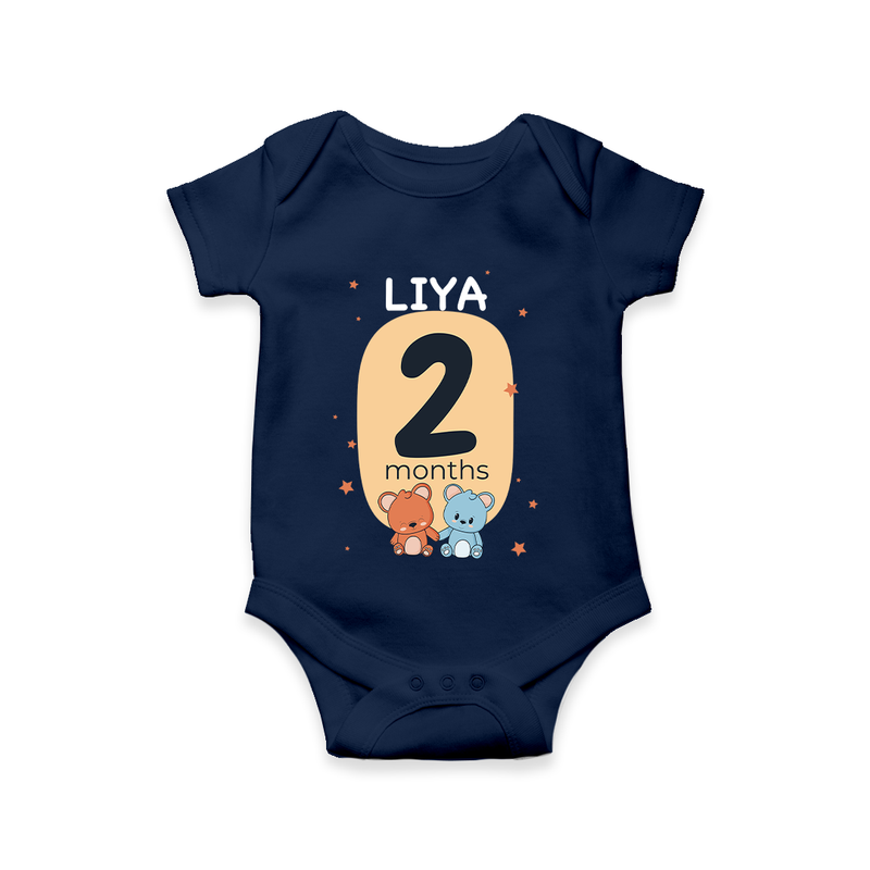 Commemorate your little one's 2nd month with a customized romper - NAVY BLUE - 0 - 3 Months Old (Chest 16")