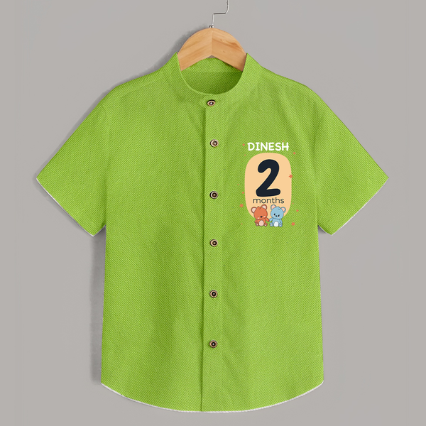 Baby Shirt Birthday Outfit - 2nd Month | Personalized Shirt | Cozy Cotton Fabric - LIME GREEN - 0 - 6 Months Old (Chest 23")