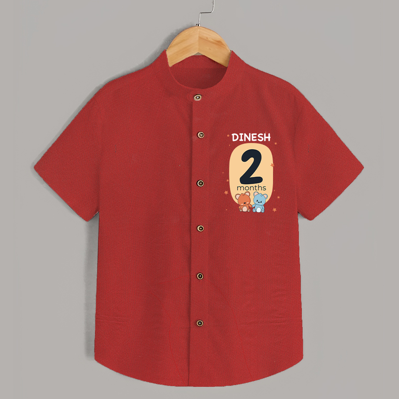 Baby Shirt Birthday Outfit - 2nd Month | Personalized Shirt | Cozy Cotton Fabric - RED - 0 - 6 Months Old (Chest 23")