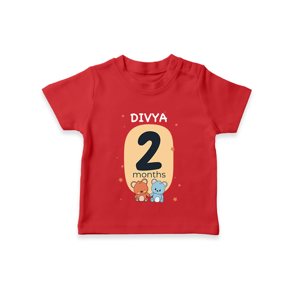 Baby T-Shirt Birthday Outfit - 2nd Month | Personalized T-Shirt | Cozy Cotton Fabric - RED - 0-5 Months Old (Chest 17")