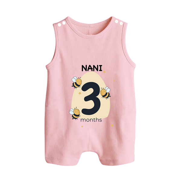 Baby Romper Suit/ Sleeveless Romper Birthday Outfit - 3rd Month | Personalized Romper Suit/ Sleeveless Romper | Cozy Cotton Fabric - BABY PINK - 0 - 5 Months Old (Chest 18")