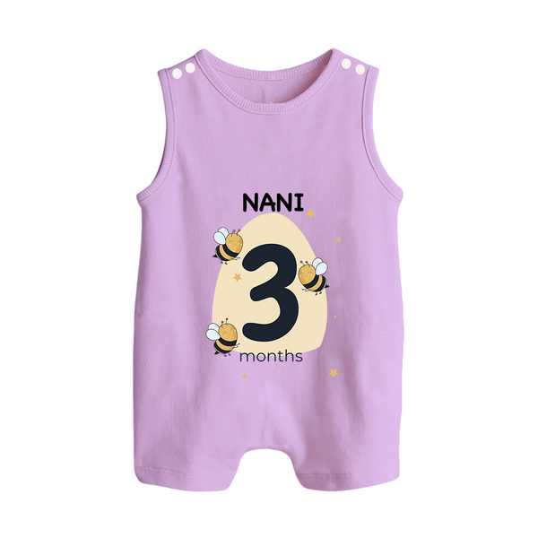 Baby Romper Suit/ Sleeveless Romper Birthday Outfit - 3rd Month | Personalized Romper Suit/ Sleeveless Romper | Cozy Cotton Fabric - LILAC - 0 - 5 Months Old (Chest 18")