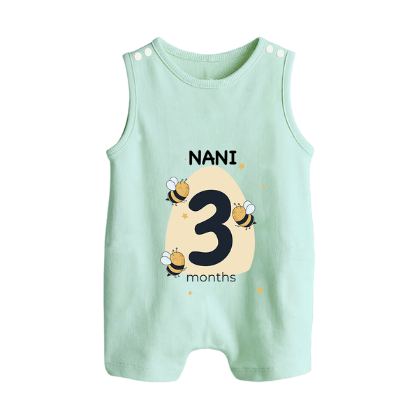Baby Romper Suit/ Sleeveless Romper Birthday Outfit - 3rd Month | Personalized Romper Suit/ Sleeveless Romper | Cozy Cotton Fabric - MINT GREEN - 0 - 5 Months Old (Chest 18")