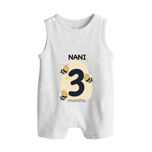 Baby Romper Suit/ Sleeveless Romper Birthday Outfit - 3rd Month | Personalized Romper Suit/ Sleeveless Romper | Cozy Cotton Fabric - WHITE - 0 - 5 Months Old (Chest 18")