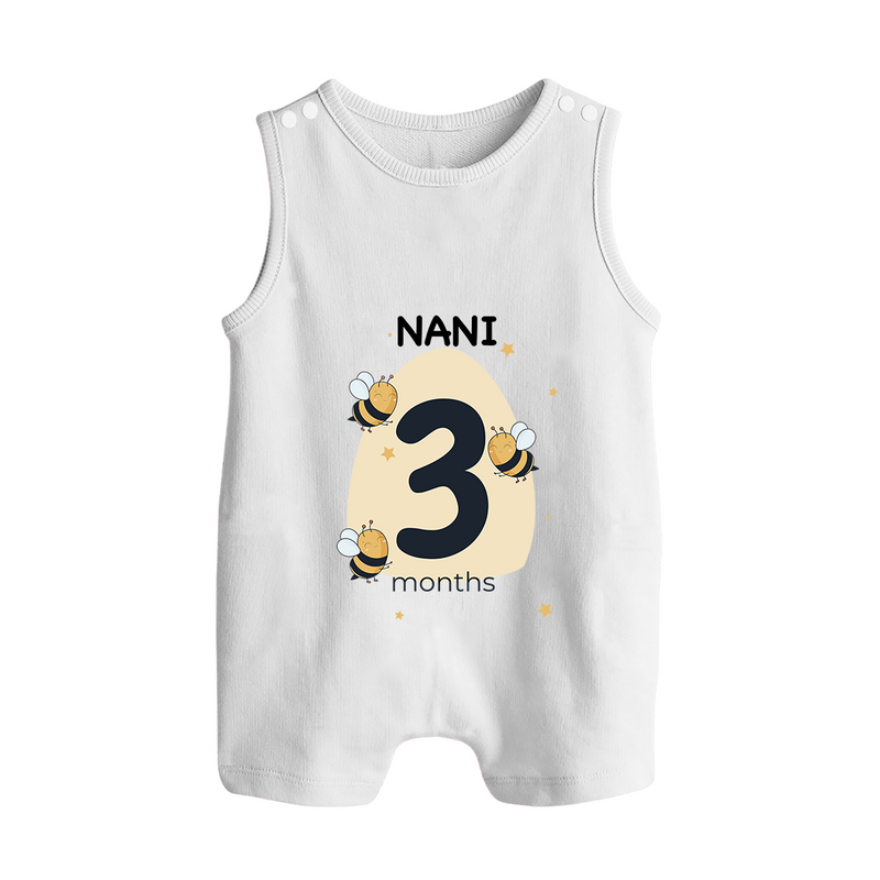 Baby Romper Suit/ Sleeveless Romper Birthday Outfit - 3rd Month | Personalized Romper Suit/ Sleeveless Romper | Cozy Cotton Fabric - WHITE - 0 - 5 Months Old (Chest 18")