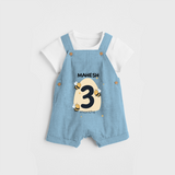 Commemorate your little one's 3rd month with a customized Dungaree Set - SKY BLUE - 0 - 5 Months Old (Chest 17")