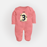 Commemorate This Special Moment With Our Bespoke Baby Sleep Suit, Perfect For 3-Month Celebration - PEACH - New Born (Chest 7.5")