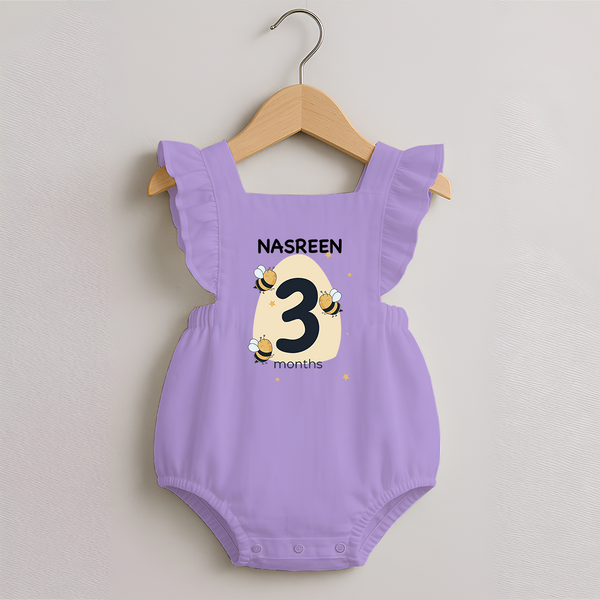 Baby Romper Frock Birthday Outfit - 3rd Month | Personalized Romper Frock | Cozy Cotton Fabric - LILAC - 0 - 3 Months Old (Chest 19")