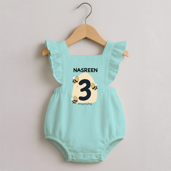 Baby Romper Frock Birthday Outfit - 3rd Month | Personalized Romper Frock | Cozy Cotton Fabric - MINT GREEN - 0 - 3 Months Old (Chest 19")