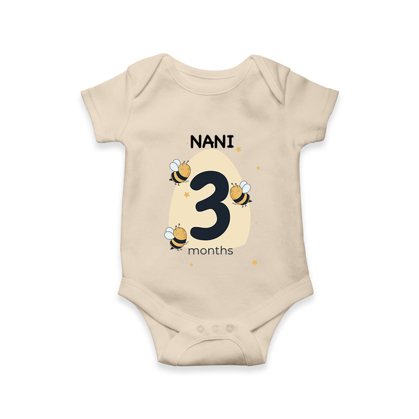 Baby Romper Birthday Outfit - 3rd Month | Personalized Bodysuit | Cozy Cotton Fabric - IVORY - New Born (Chest 14")