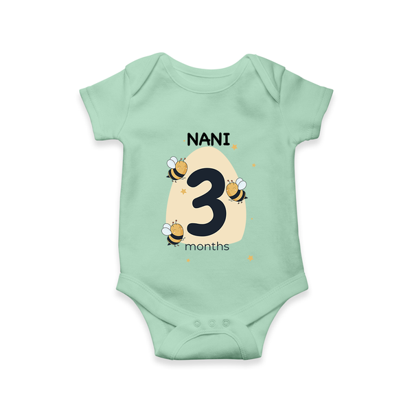 Baby Romper Birthday Outfit - 3rd Month | Personalized Bodysuit | Cozy Cotton Fabric - MINT GREEN - New Born (Chest 14")