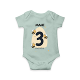 Commemorate your little one's 3rd month with a customized romper - MINT GREEN - 0 - 3 Months Old (Chest 16")