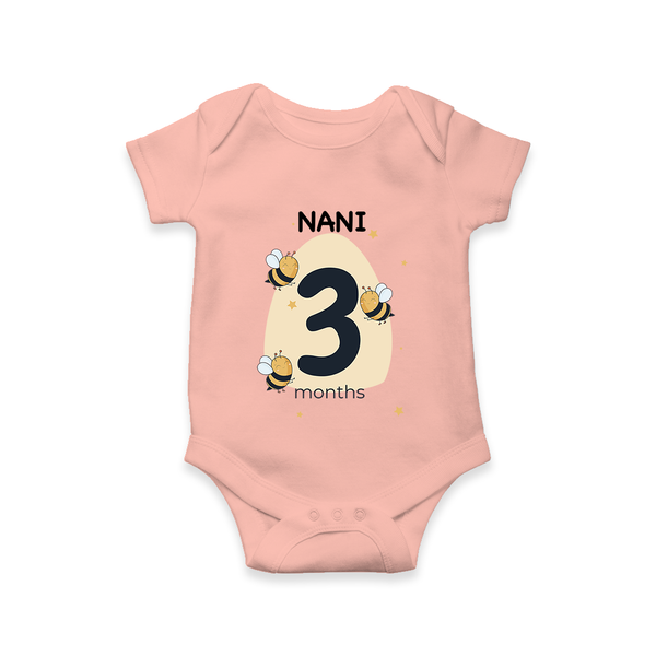 Baby Romper Birthday Outfit - 3rd Month | Personalized Bodysuit | Cozy Cotton Fabric - PEACH - New Born (Chest 14")