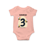 Commemorate your little one's 3rd month with a customized romper - PEACH - 0 - 3 Months Old (Chest 16")