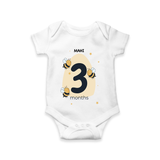 Commemorate your little one's 3rd month with a customized romper - WHITE - 0 - 3 Months Old (Chest 16")
