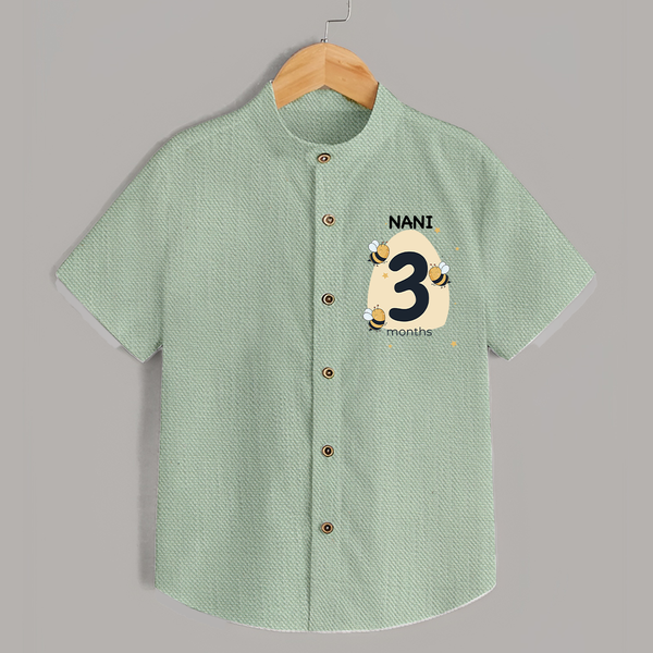 Baby Shirt Birthday Outfit - 3rd Month | Personalized Shirt | Cozy Cotton Fabric - MINT GREEN - 0 - 6 Months Old (Chest 23")