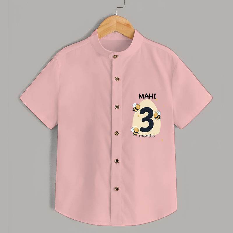 Commemorate your little one's 3rd month with a customized Shirt - PEACH - 0 - 6 Months Old (Chest 21")