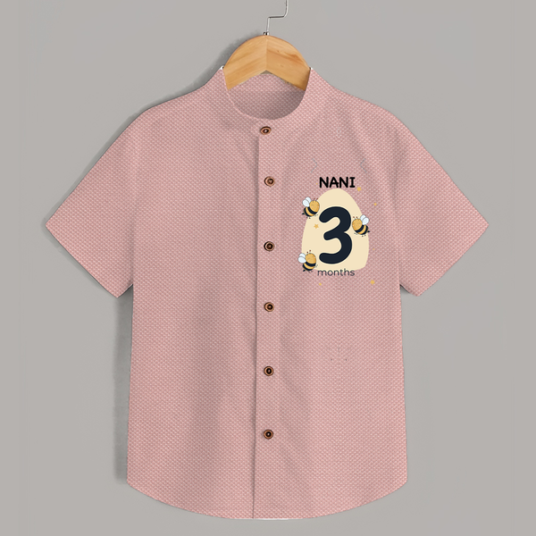 Baby Shirt Birthday Outfit - 3rd Month | Personalized Shirt | Cozy Cotton Fabric - PEACH - 0 - 6 Months Old (Chest 23")