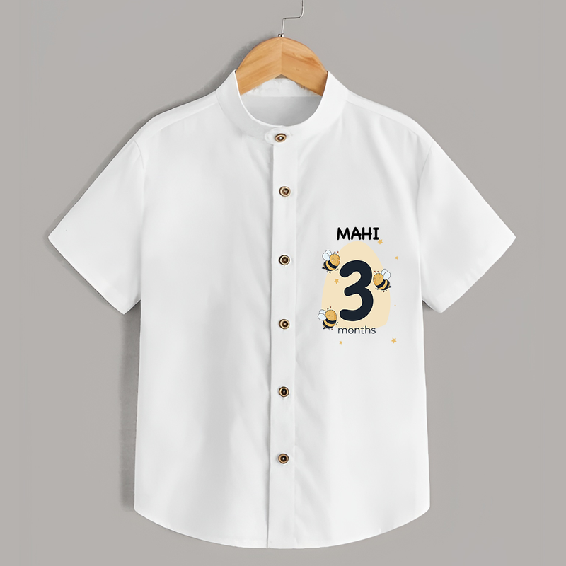 Commemorate your little one's 3rd month with a customized Shirt - WHITE - 0 - 6 Months Old (Chest 21")