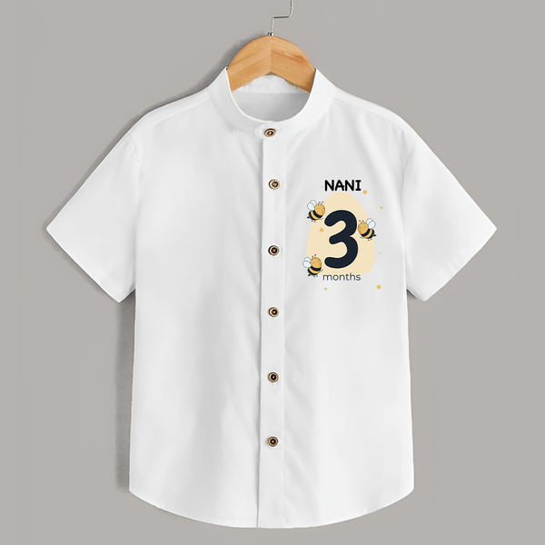 Baby Shirt Birthday Outfit - 3rd Month | Personalized Shirt | Cozy Cotton Fabric - WHITE - 0 - 6 Months Old (Chest 23")